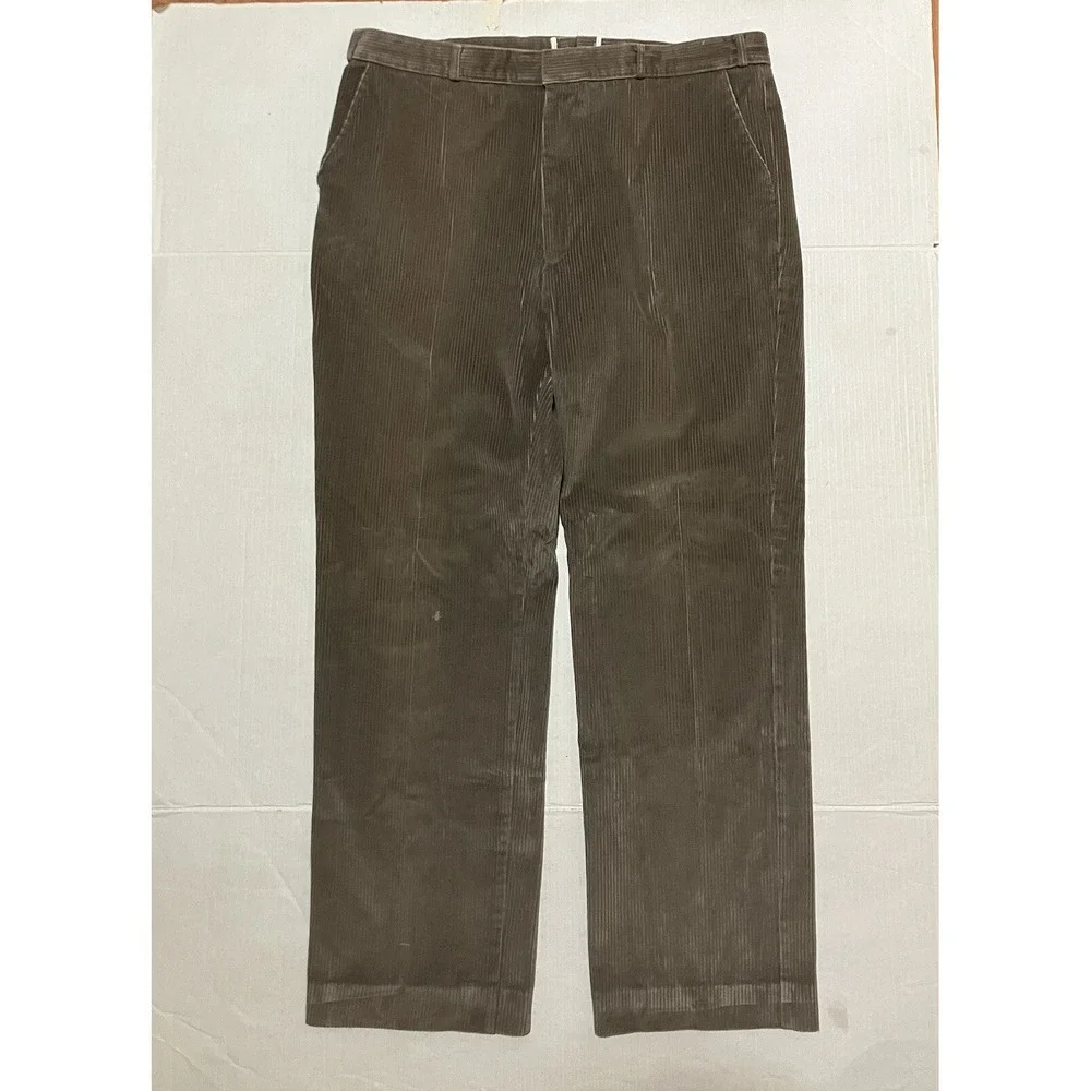 Gurteen Mens Corduroy Trousers Size 40 Tan Beige‎ 40x31 Pleated Casual Hook